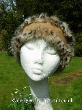 shaped toscana shearling headband in caramel spotty